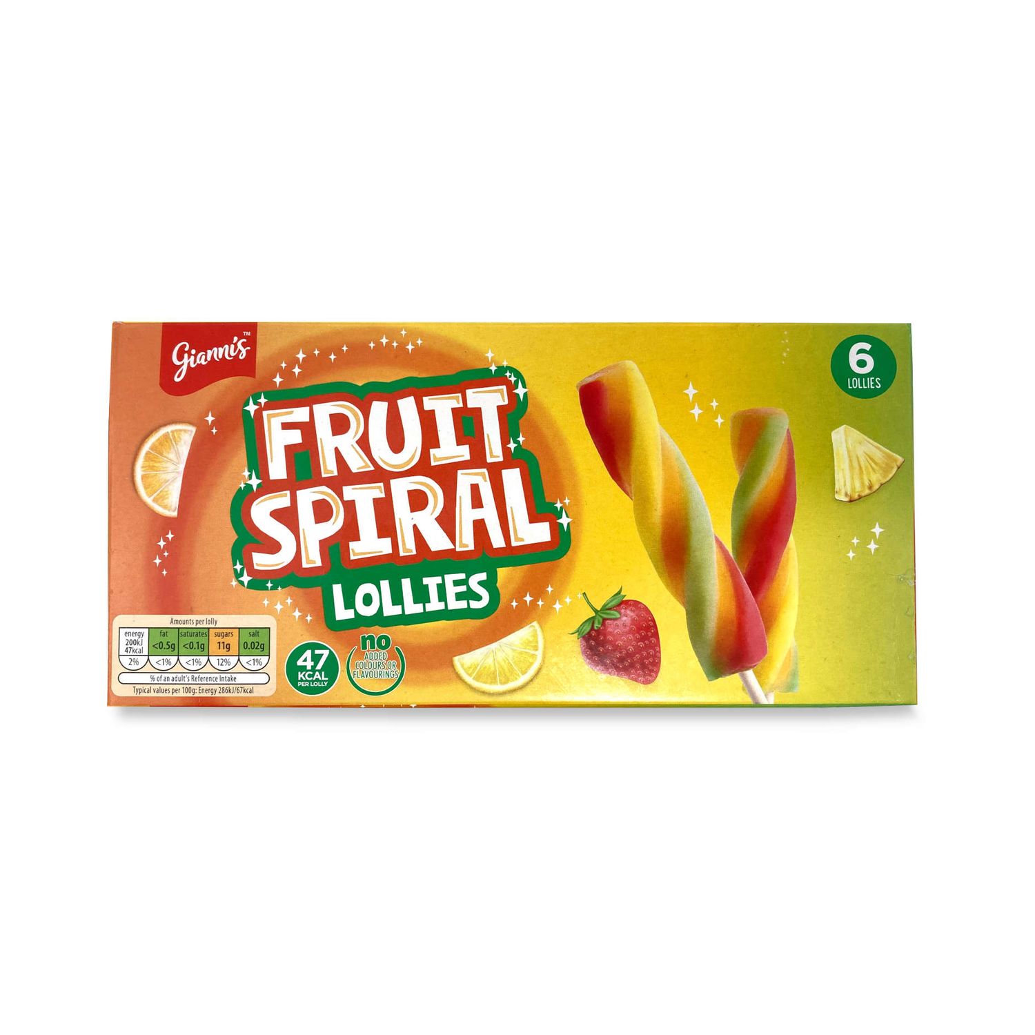 Fruit Spiral Lollies 420g 6x70g Giannis Aldiie